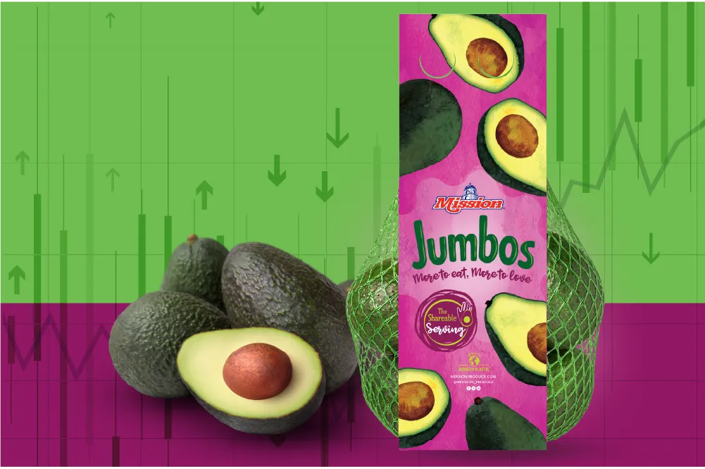 graphic with Mission jumbo avocados
