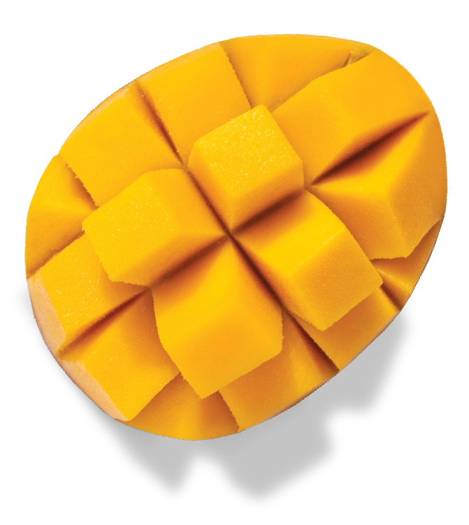 half mango with gridded cuts