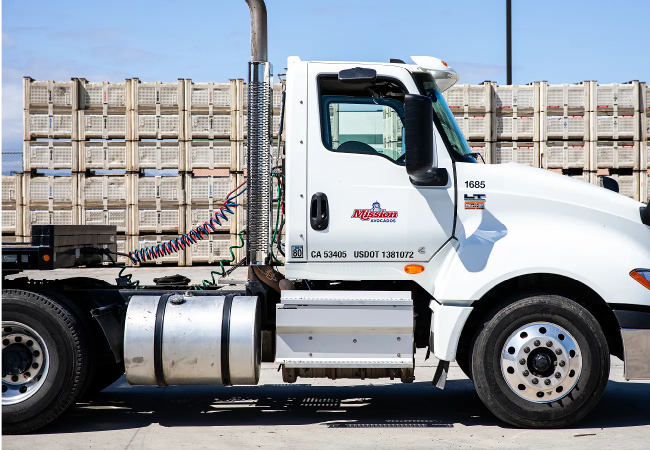 Truck with Mission Avocados logo