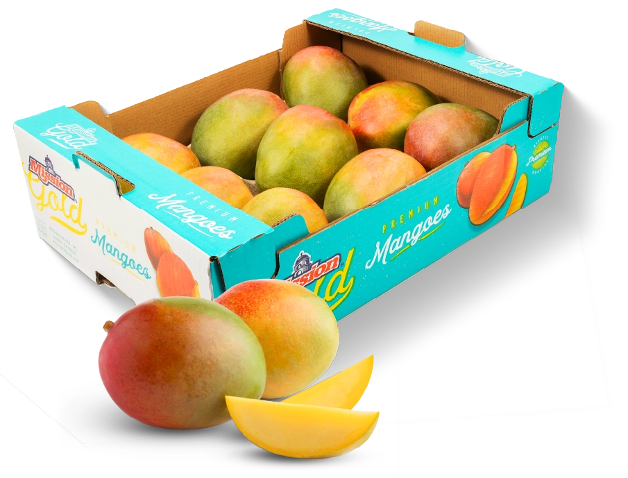 Mission bulk mangos in a case