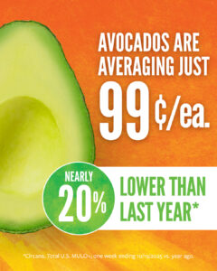 Avocados are averaging just $.99/ea.